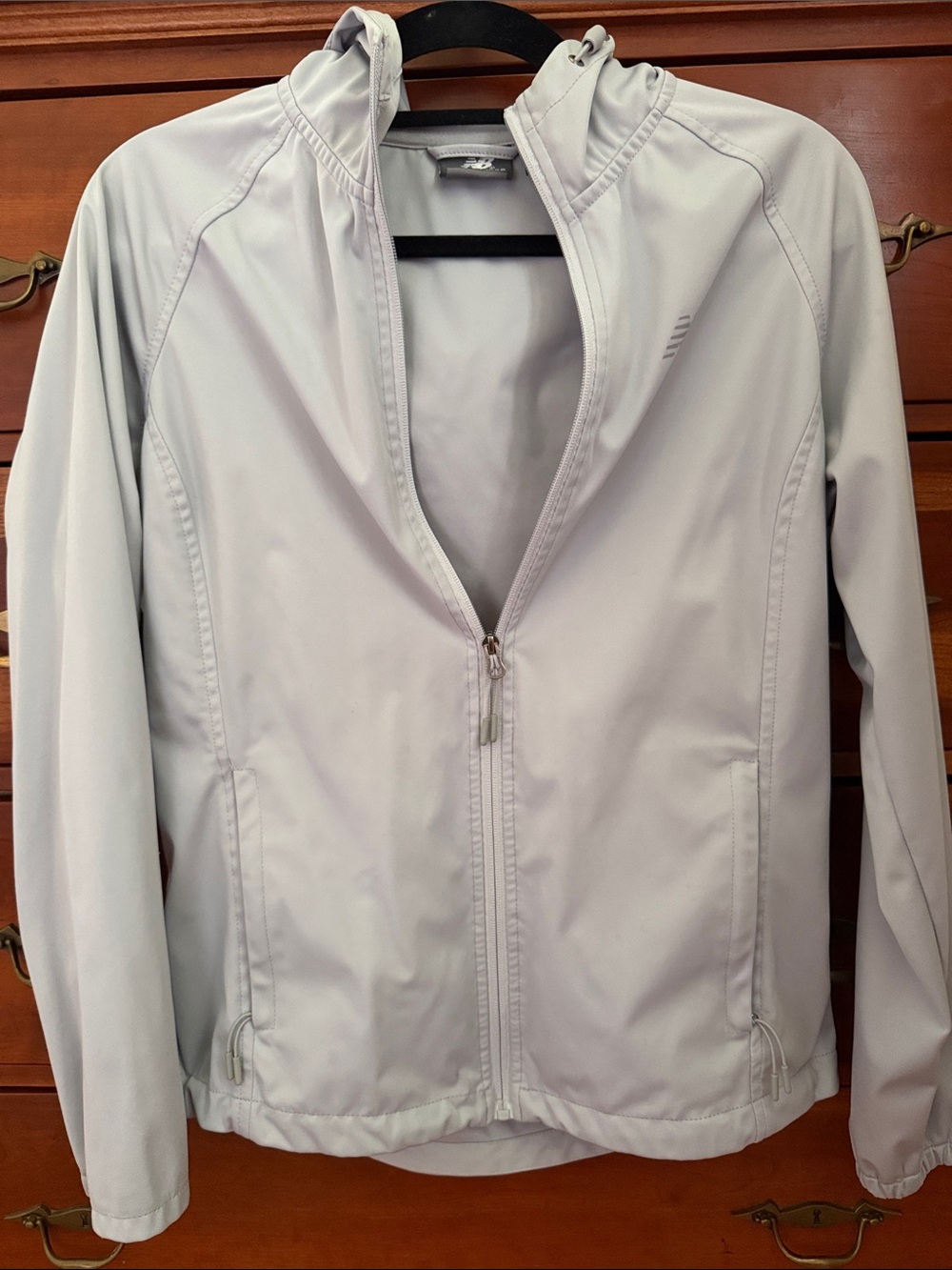New Balance Light Gray Hooded Bomber Jacket